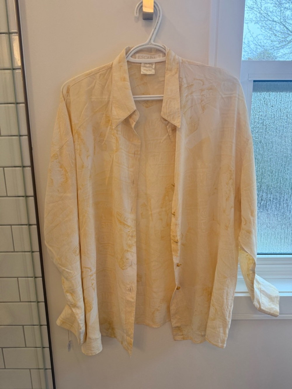 Pale Yellow 100% Silk Blouse